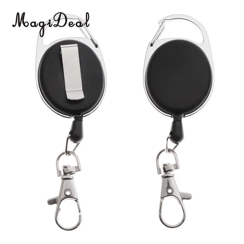 MagiDeal 2 Pieces Outdoor Retractable Keychain Key Ring Recoil Pull Reel Belt Clip Ffor Outdoor Climbing Equipment Accessories