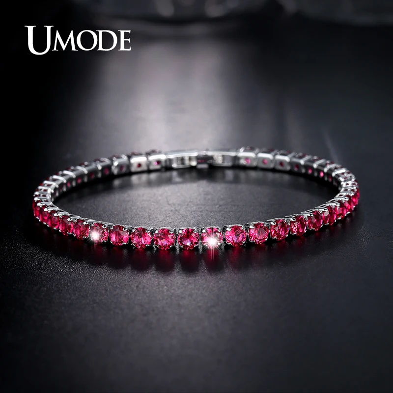 UMODE الأزياء سحر أساور للنساء الملونة زركونيا مجوهرات مربع سلسلة تنس Braclets الحب هدايا Pulseira الأنثوية AUB0097