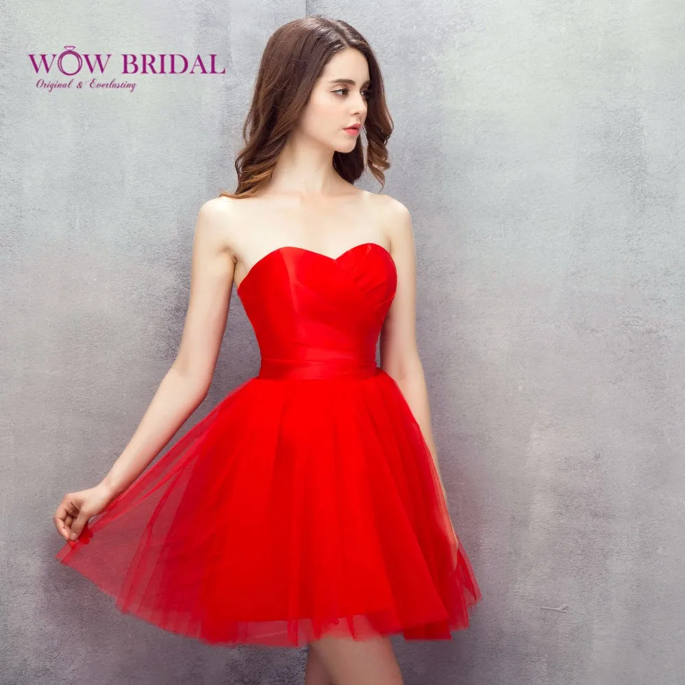 Wowbridal/красное короткое платье из тюли для выпускников, новинка года, выпускные платья высокого качества, пышное милое короткое платье