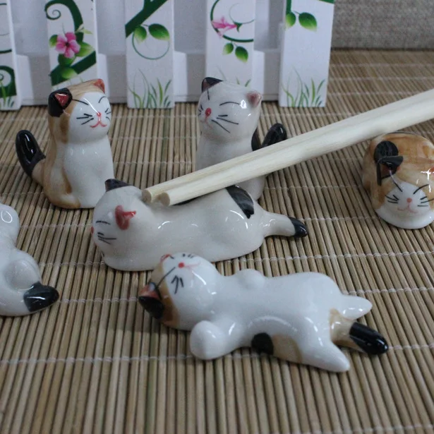 50 наборов Lucky cat Подставка под палочки для еды 6 шт Керамические палочки для еды-держатель с креплением столовые приборы для дома комплект 6 шт./компл