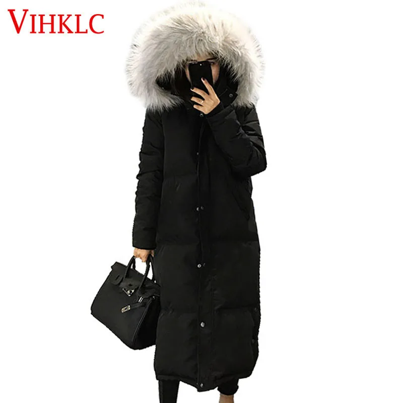 

2017 Winter Jacket Women Faux Fur Hood Parka Coats Cotton Down Parka Thick Warm Plus Size Zipper Outerwear Female Clothing L199