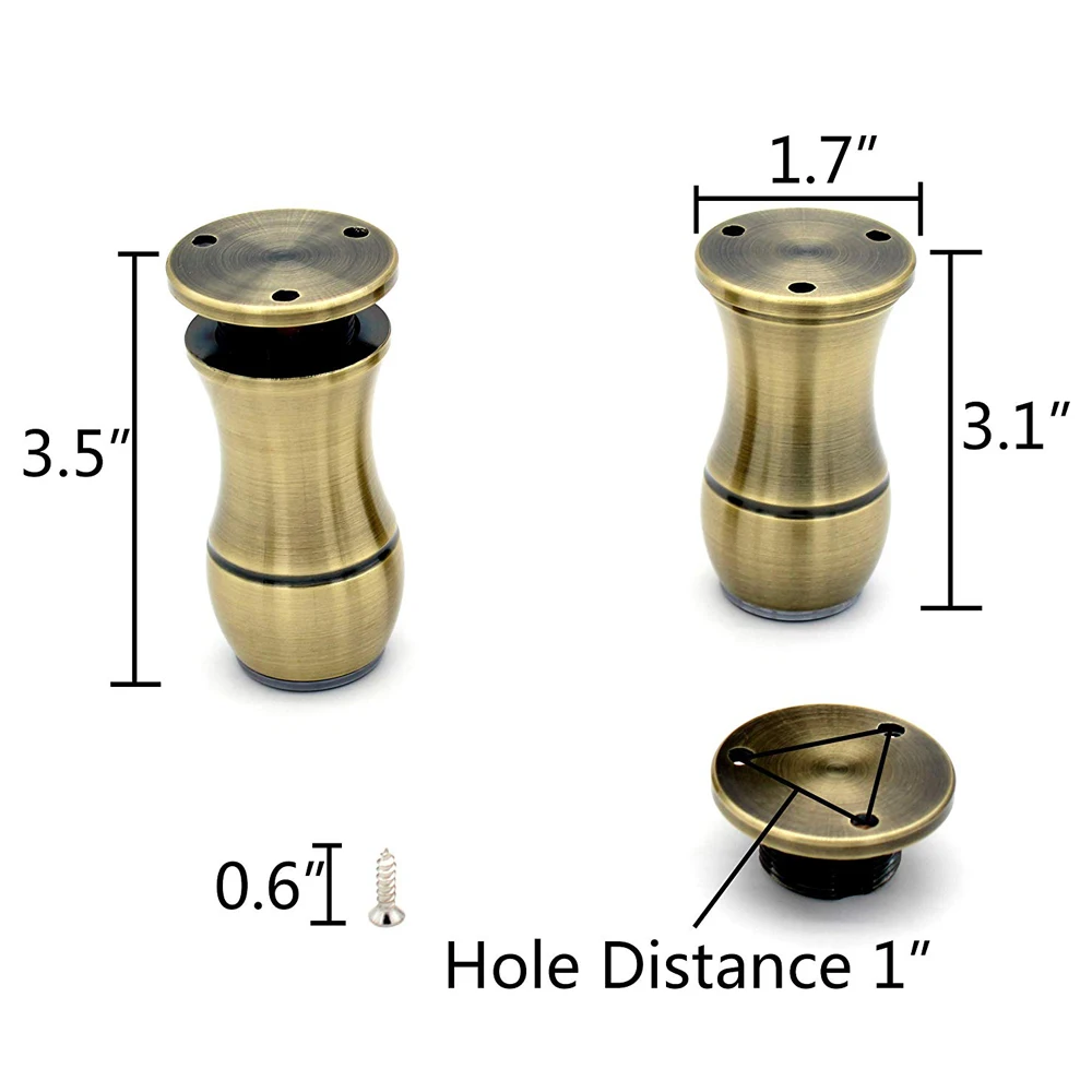 80 мм Регулируемые Алюминиевые ножки для мебели шкафы столы-стулья диван ноги с нескользящей резиновой основой Матовый бронзовый набор из 4