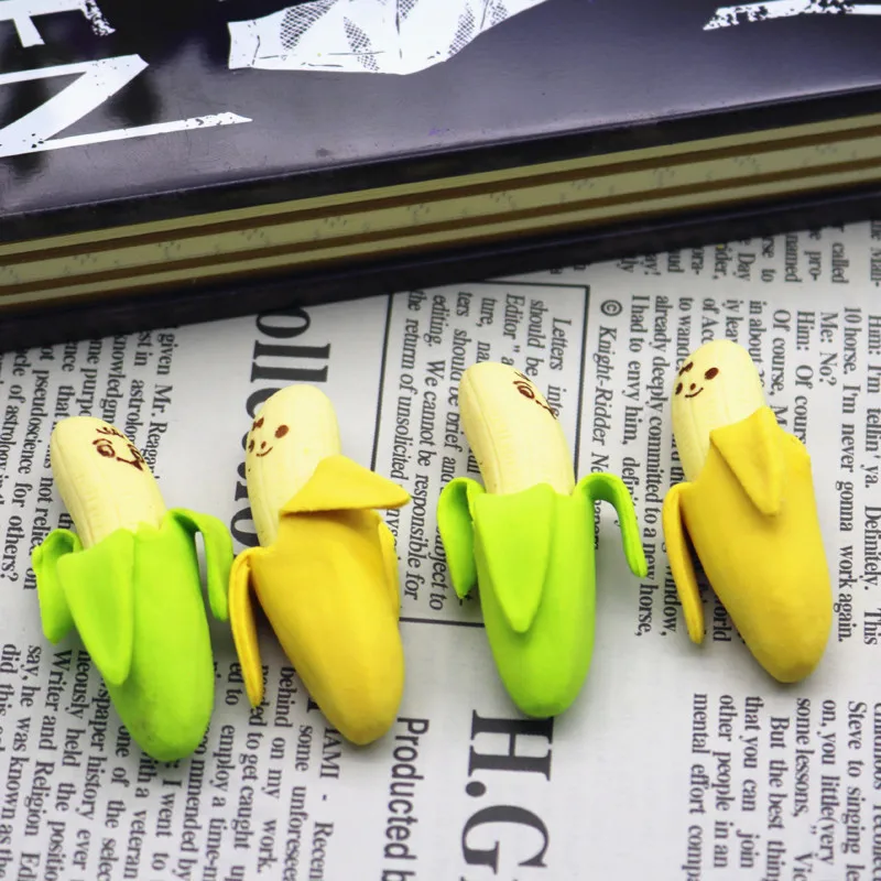 4 шт., ластик с изображением банана, фрукты, ластик в форме милых фруктов, мини Ластик, школьные принадлежности, обучающие игрушки для детей