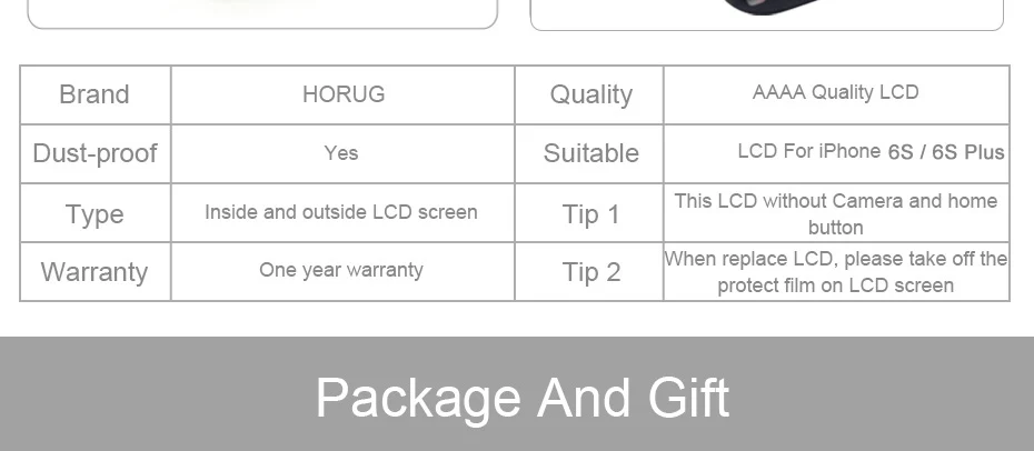 HORUG AAAA Quality Screen LCD For iPhone 6S PLUS Screen Display Assembly Replacement LCD 6S PLUS Digitizer Touch Screen LCDS (8)