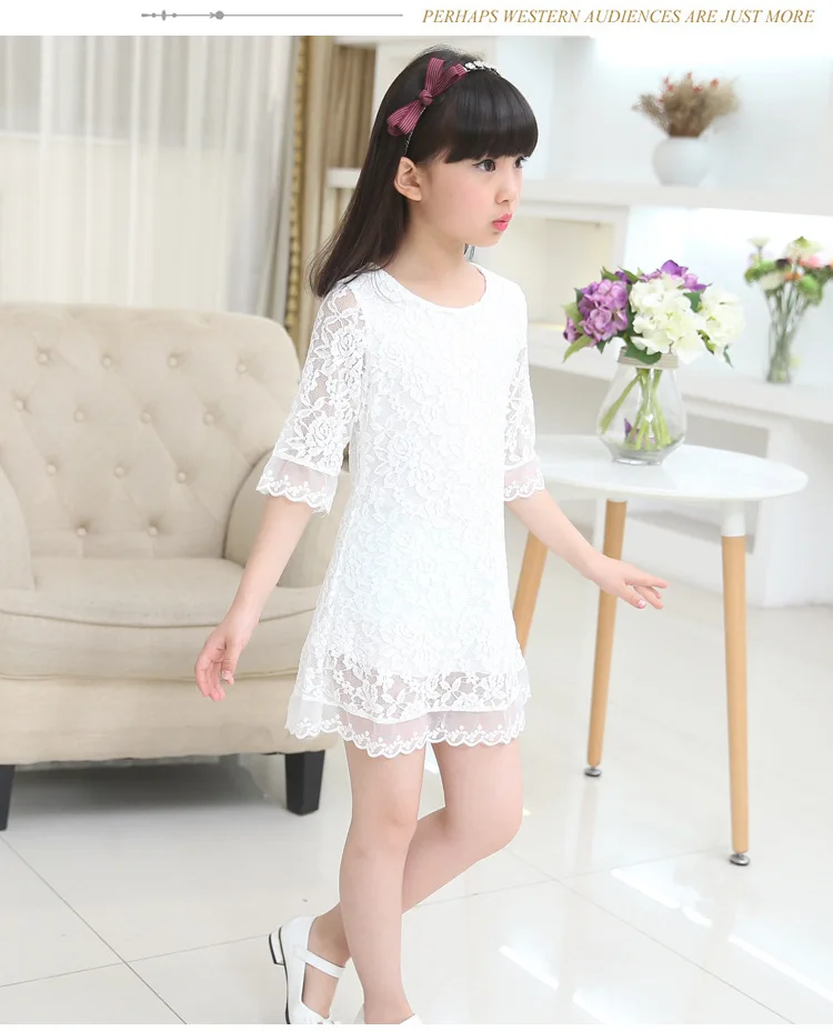 Vestido de Renda Vestido de Princesa Anos de Idade do Bebê Roupas de Menina Crianças 2018 Novo Verão Outono Tamanho Grande Branco Meninas 3 4 6 8 10 12 14 16 18 22 3 4 6 8 10 12 14