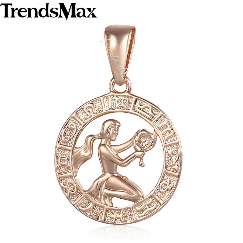 GP183 Virgo Trendsmax 12 Знак зодиака Созвездия подвески ожерелья для женщин и мужчин 585 розовое золото мужские ювелирные изделия Модные подарки на день рождения GPM16 - Окраска металла: GP183 Virgo