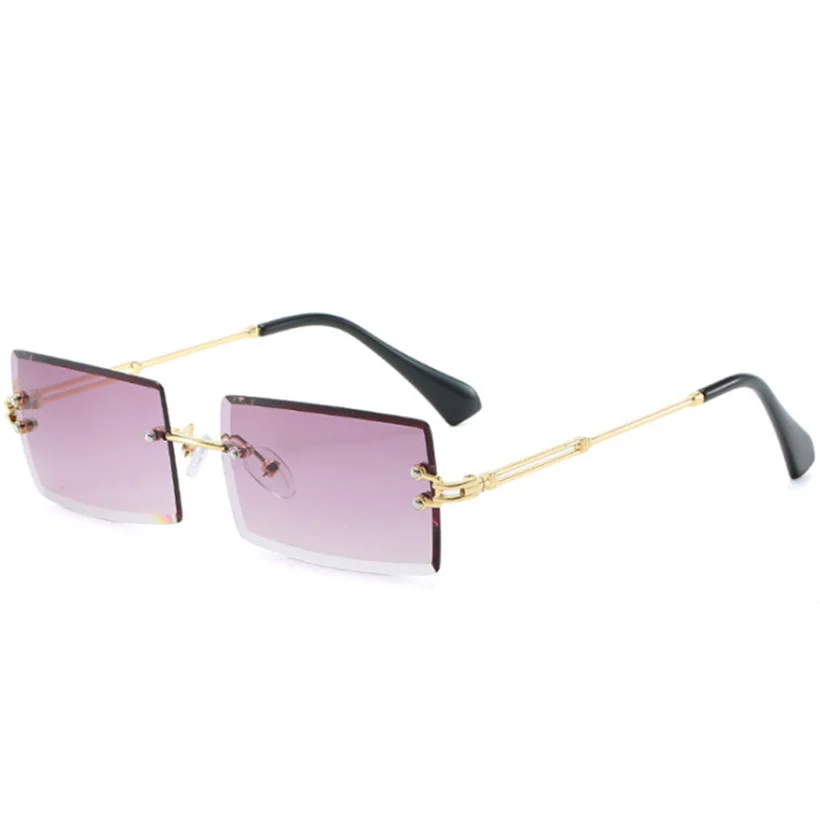 Oulylan, маленькие солнцезащитные очки без оправы, женские брендовые винтажные дизайнерские прозрачные мужские солнцезащитные очки, градиентные очки, UV400, женские - Цвет линз: Серый