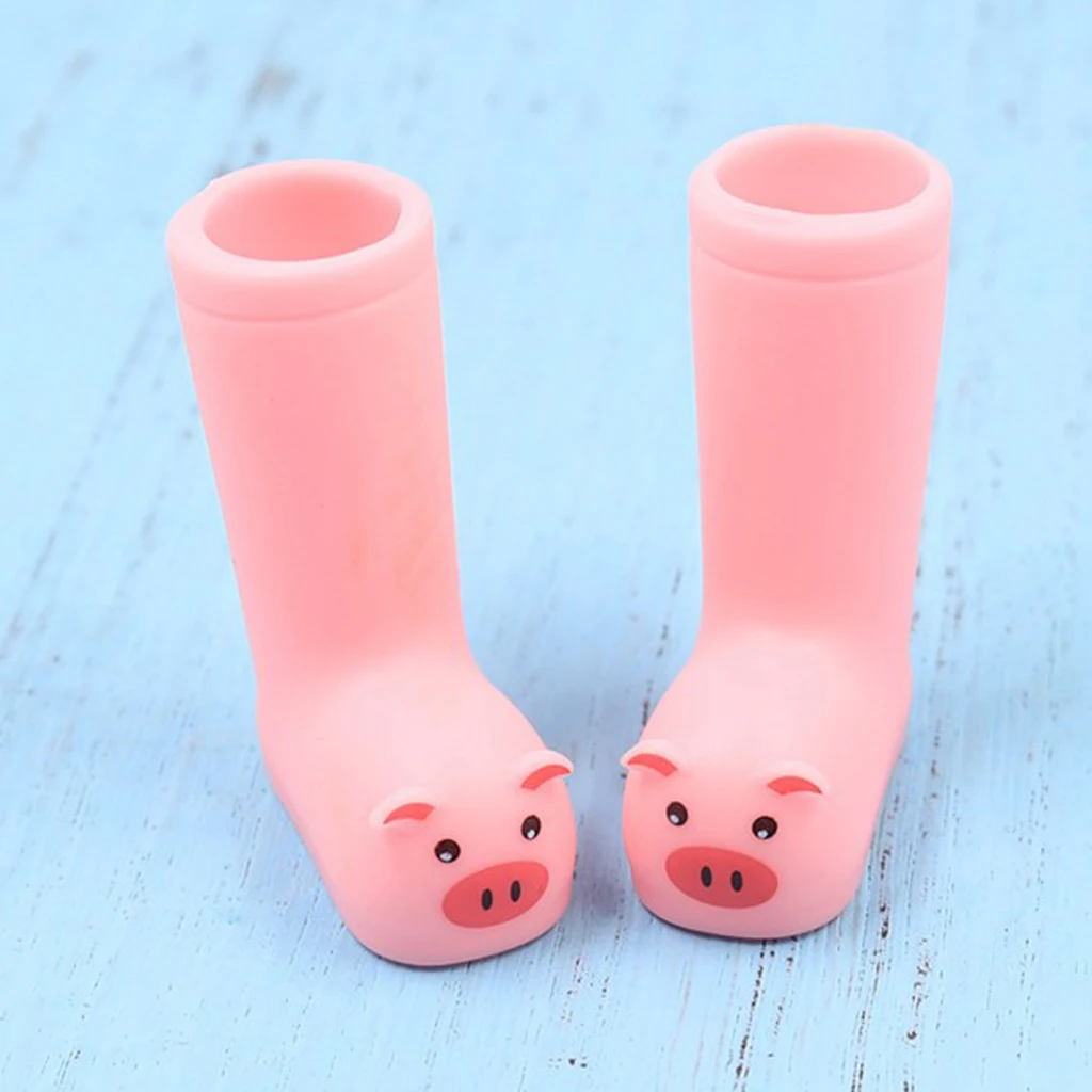 Plastic Boots Shoes For 1/6 Licca Doll Clothing Accessory Pink Pig Doll Rain Boots Shoes Doll Accessory