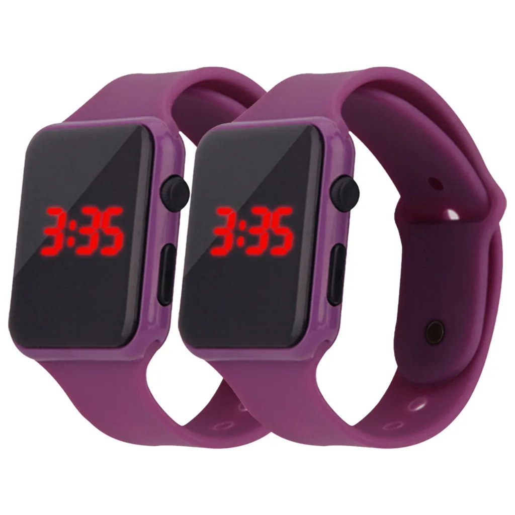 GEMIXI 2 шт в цвет модный простой цифровой светодиодный электронный силиконовый ремешок для часов мужские и женские спортивные часы подарок оптом MAY29 - Цвет: PP