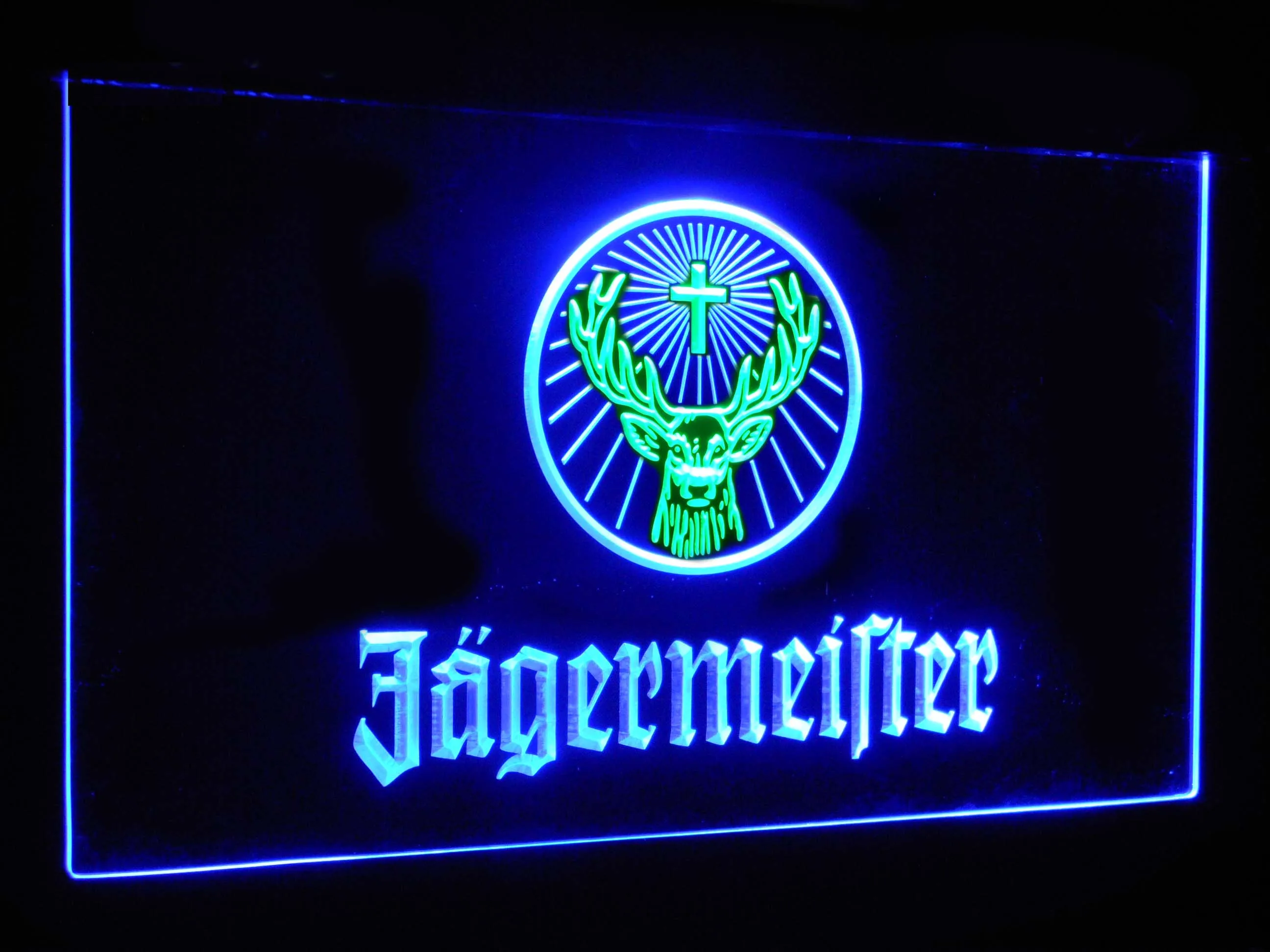 Jagermeister голова оленя двойной цвет светодиодный неоновый знак st6-a0288 - Цвет: Green and Blue