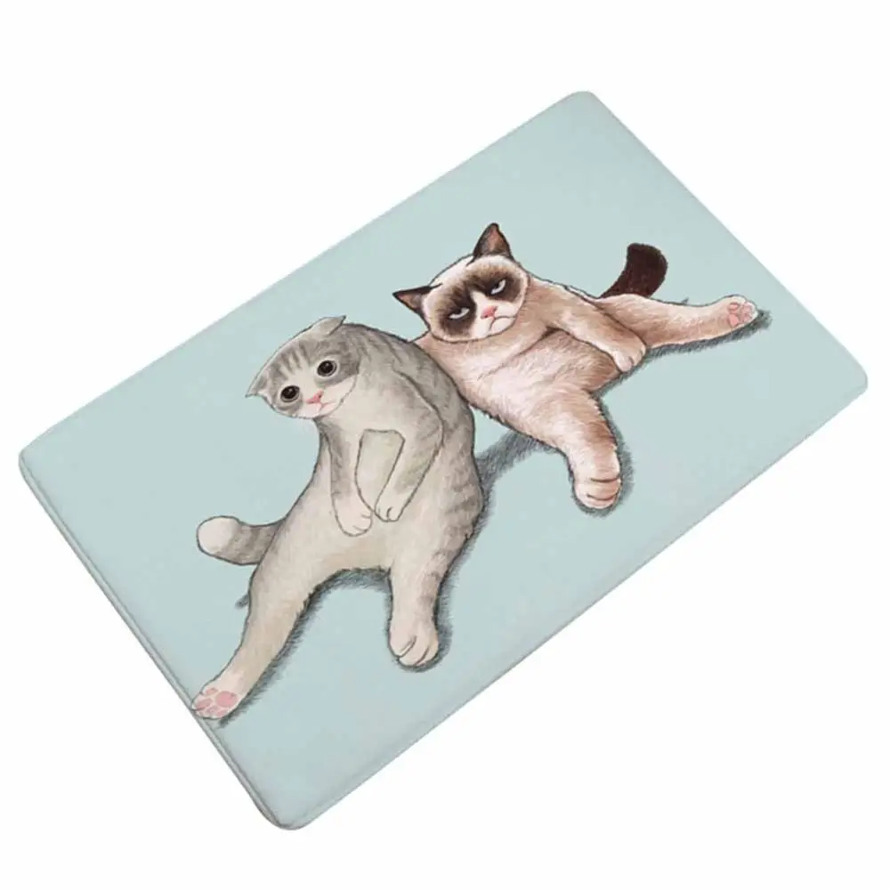HomeMiYN современный коврик для ванной кошки сидящий коврик для ванной нескользящий дверной коврик входные фланелевые подушечки для ног с принтом коврики для ванной и кухни - Цвет: as shown