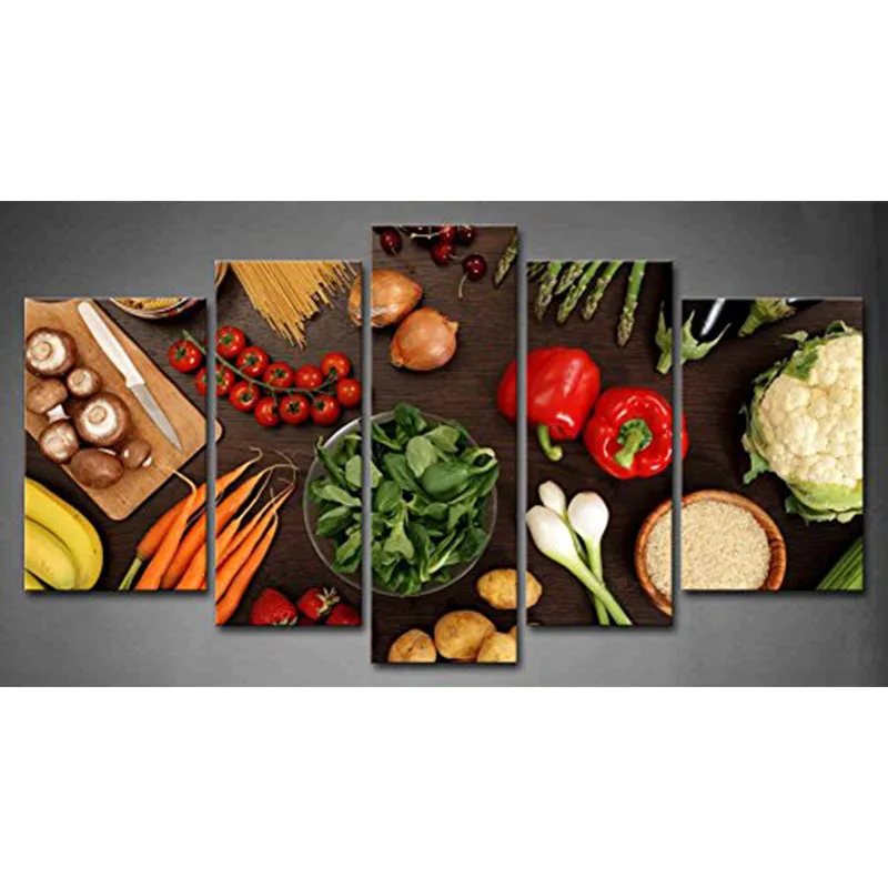 5-Panel-Wall-Art-Fresh-Look-Color-Healthy-Eating-Of-A-Table-Top-Full-Of ...