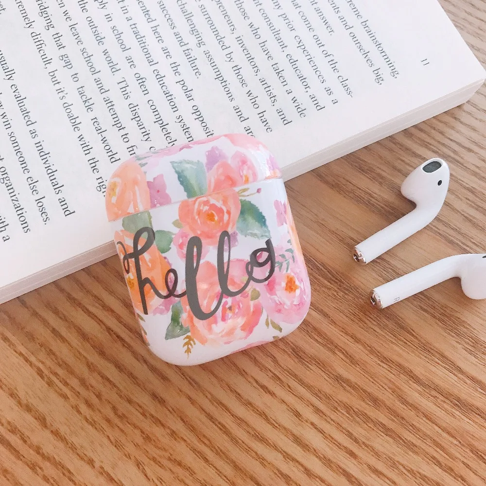 

Beautiful watercolor flowers Earphone Headset Accessories PC Hard protection case For Airpods Wireless Bluetooth Headset bags