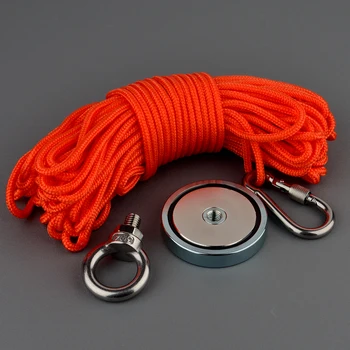 

250Kg Super Strong Imanes Neodymium Magnet Power Salvage Magnets Design Fishing Magnet Magnetic Material Base with 15m Rope