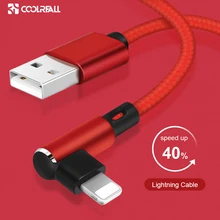 Coolreall 90 градусов USB кабель для iphone XS MAX XR X 8 7 6 6S Plus 5 5S SE ipad mini usb Быстрый зарядный кабель для передачи данных для мобильного телефона