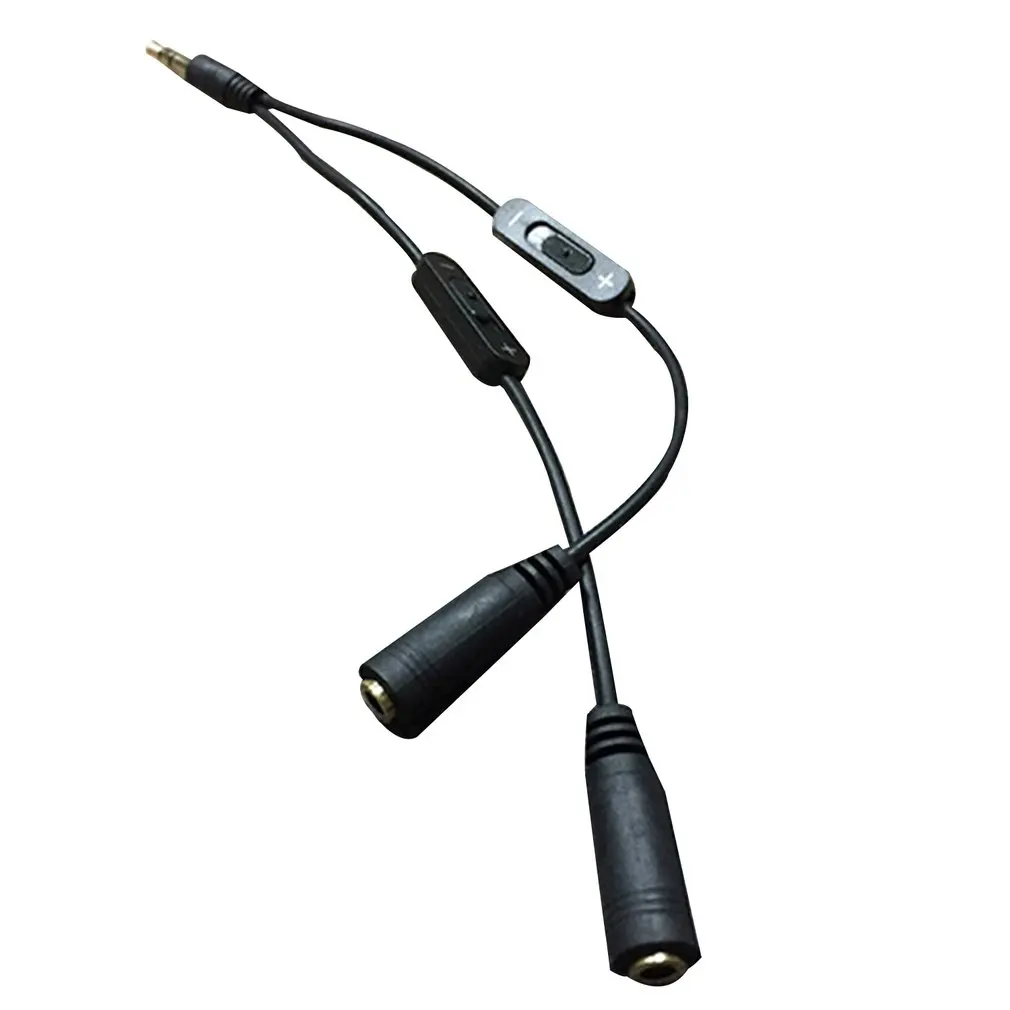 

2-in-1 3.5mm Audio Cable with Volume Control Male to 2 Female Audio Splitter Cord Wire Adapter for PC Notebook Laptop