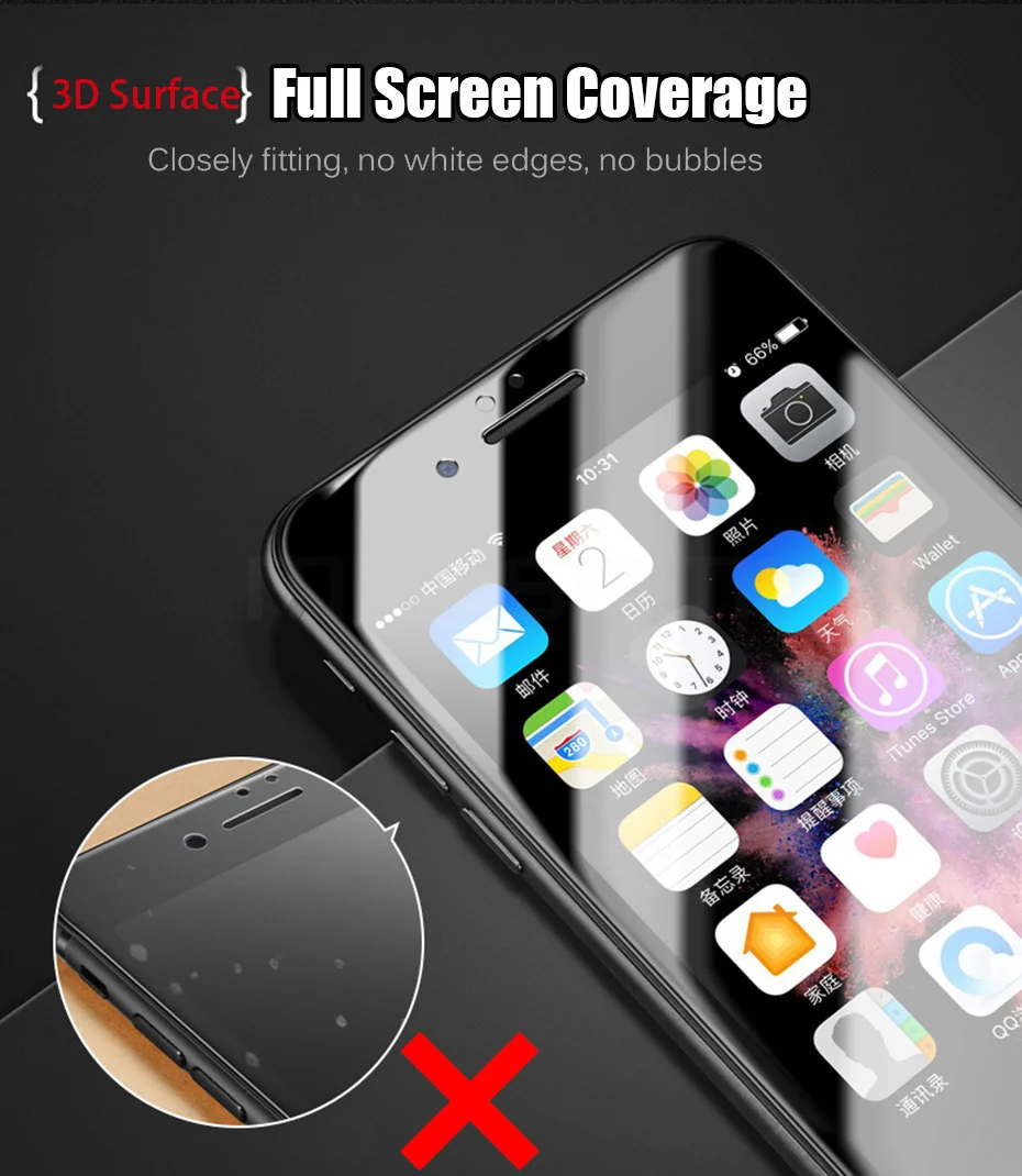 MOUSEMI For iPhone 7 6 Glass 3D Full Coverage Soft Edge Side Protective Glass For iPhone 6s 8 7 Plus X Tempered Glass on Screen (4)