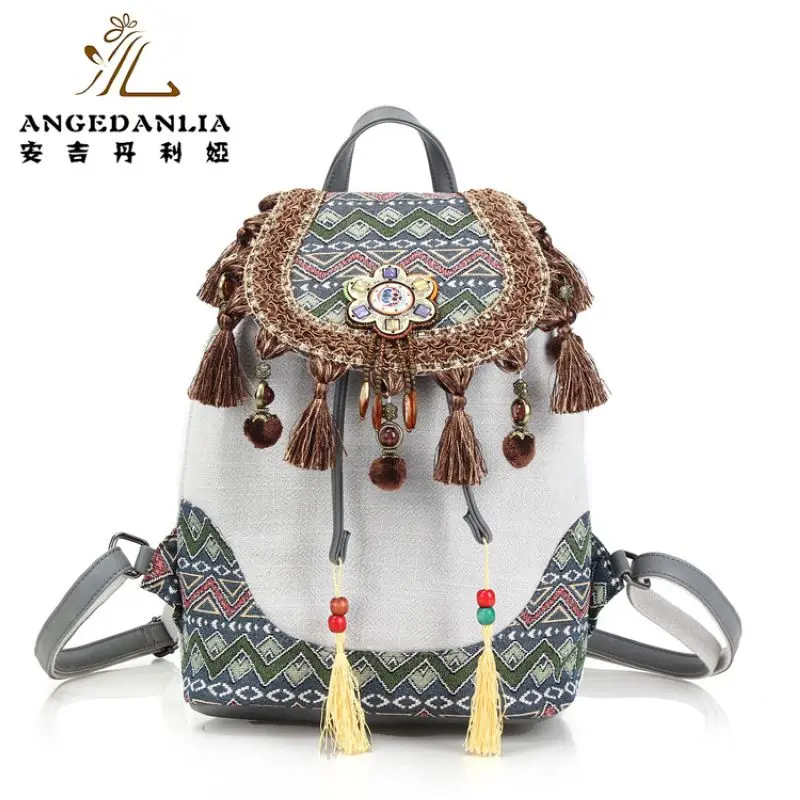 Kopen Rugzak Voor Vrouwen Bohemian Stijl Hippie Boho Vintage Dames Canvas Kwastje Schoudertas Katoen Tas Etnische Tassen Knapzak