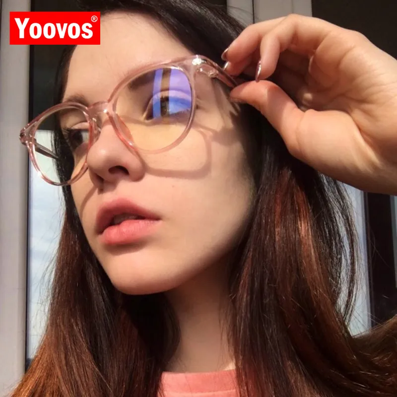 Yoovos Vintage Women Glasses Frame Anti Blue Light Eyeglasses Retro Round Clear Lens Glasses Optical Spectacle Frame UV400