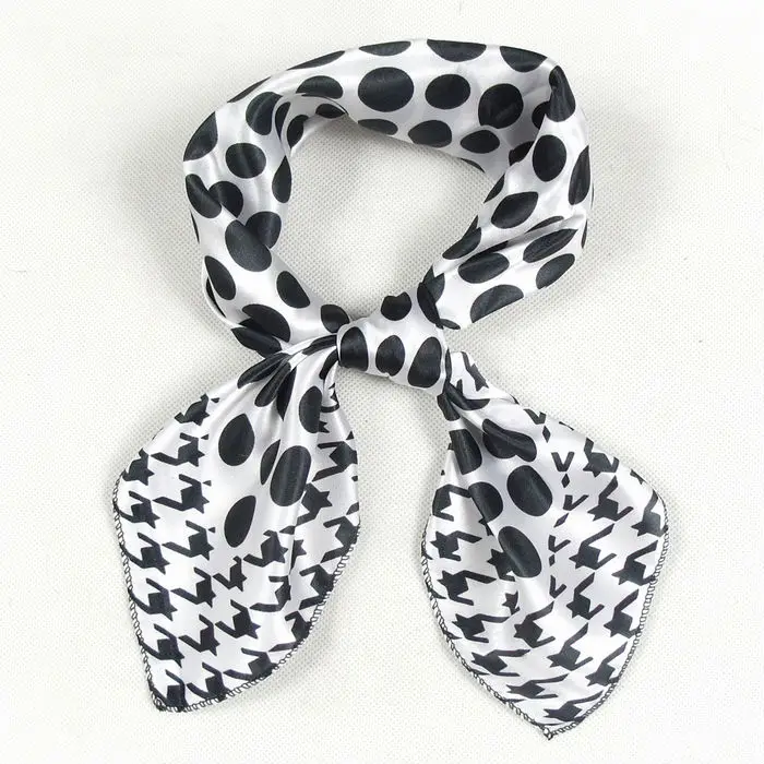 

2016 New Arrival Fashion Black Dot Unisex Polyester Small Square Scarves Printed Autumn And Winter Man Casual Silk Scarf 52*52cm