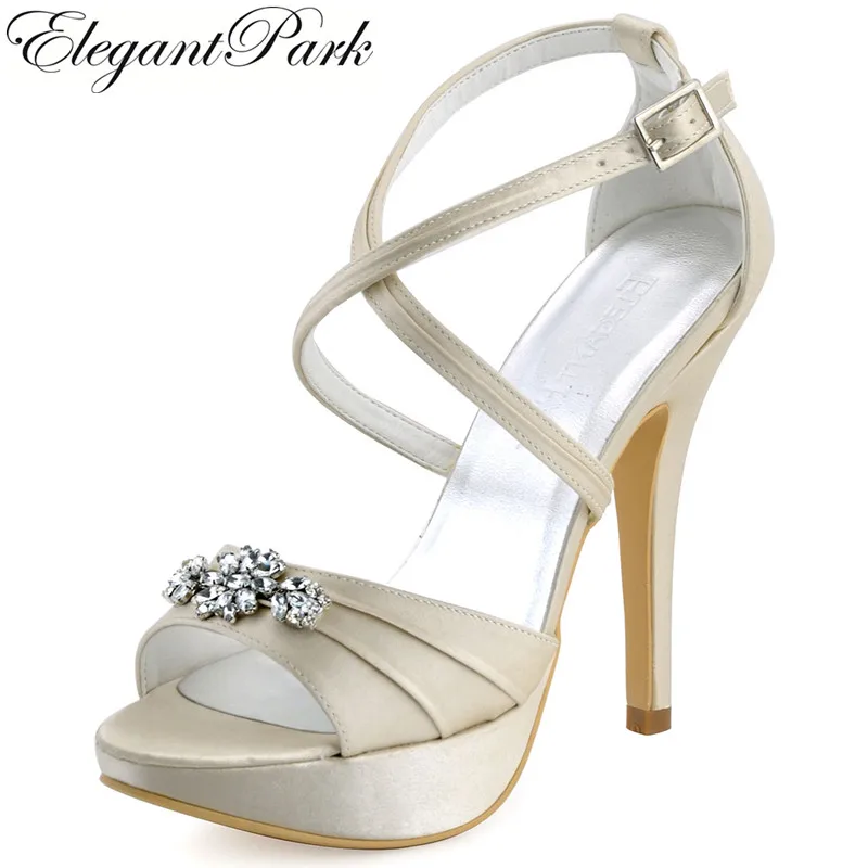 Woman Summer Sandal High Heel Platform Cross strap Prom Pumps Satin ...
Prom Platform High Heels