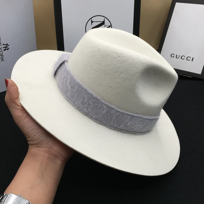 Sombrero de lana señor tapa caballero blanco sombrero de moda debajo sombreros - 4