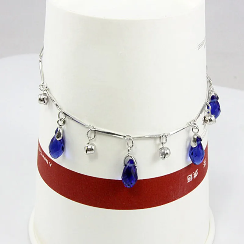 OCESRIO Bling Silver красочная Капля воды Кристалл ножной браслет с кристаллами цепь тела ювелирные изделия для женщин alt-a41