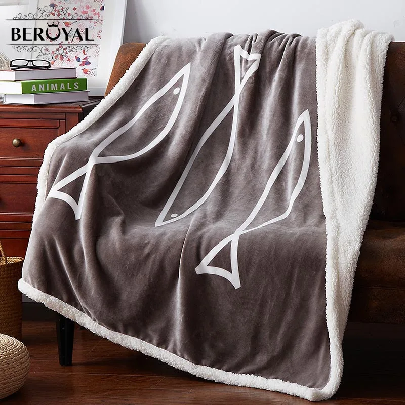 Beroyal Brand Fayette Cashmere Blanket 1pc Thickened Winter Double layers Cover Blanket Flannel