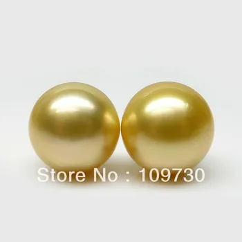 

ry00102 SHINING!AAA 2PS 11MM GOLD SOUTH SEA LOOSE GENUINE PEARL 4.26G!LUXURY EARRING