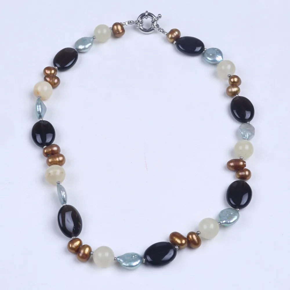 

Fashion freshwater pearl necklace with multi color natural stone beads women choker necklace jewelry as friends birthday gifts