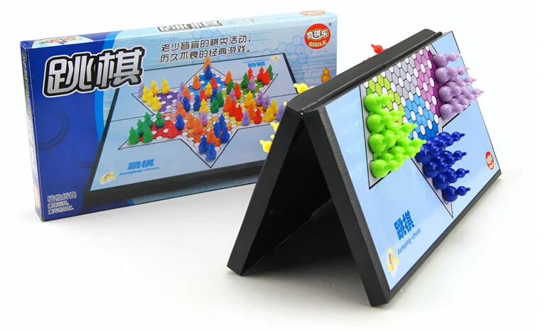 

6 color Stern-Halma Checkers Game Magnetic Boutique Hexagonal Checkers portable folded Chinese Checkers Puzzle Educational Toys