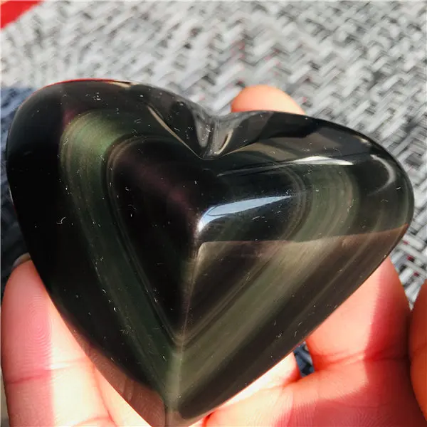 50 мм натуральный Красочный Радуга обсидиан сердце Исцеление Кристаллы очень красивые камни и минералы Радуга obsidia из Мадагаскара