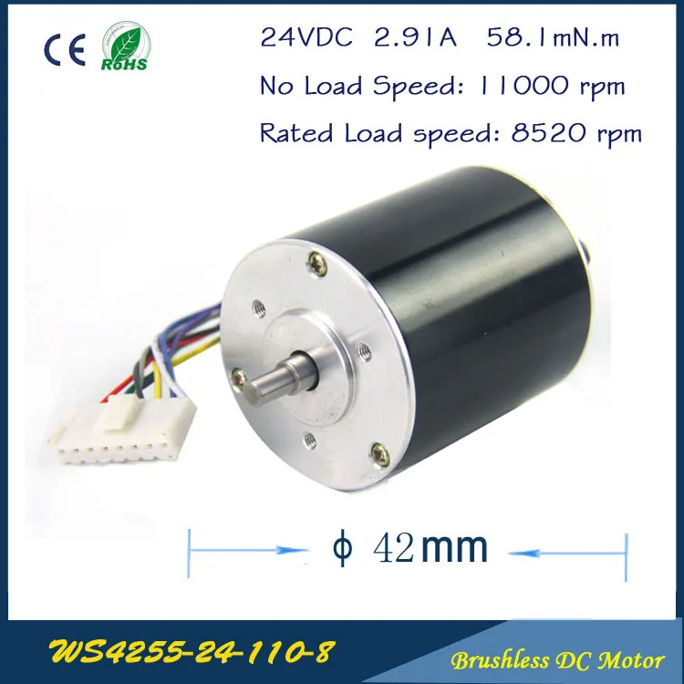 

11000rpm 67W 24V 2.91A 42mm * 55mm 3 phase Hall Brushless DC Micro Motor High Speed DC Motor for Fan air pump gear box