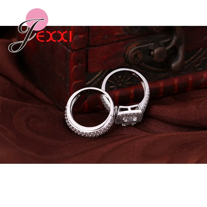 2 шт. Женская Мода Свадебные украшения 925 пробы набор серебряных колец для девочек Помолвочные anillos anel aneis