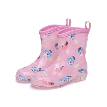 

Baby Rain Shoes Girl Boy All Seasons Kids Students Rainboots Add Cotton Waterproof Child Cartoon PU Unisex Plastic Bottom 13-22