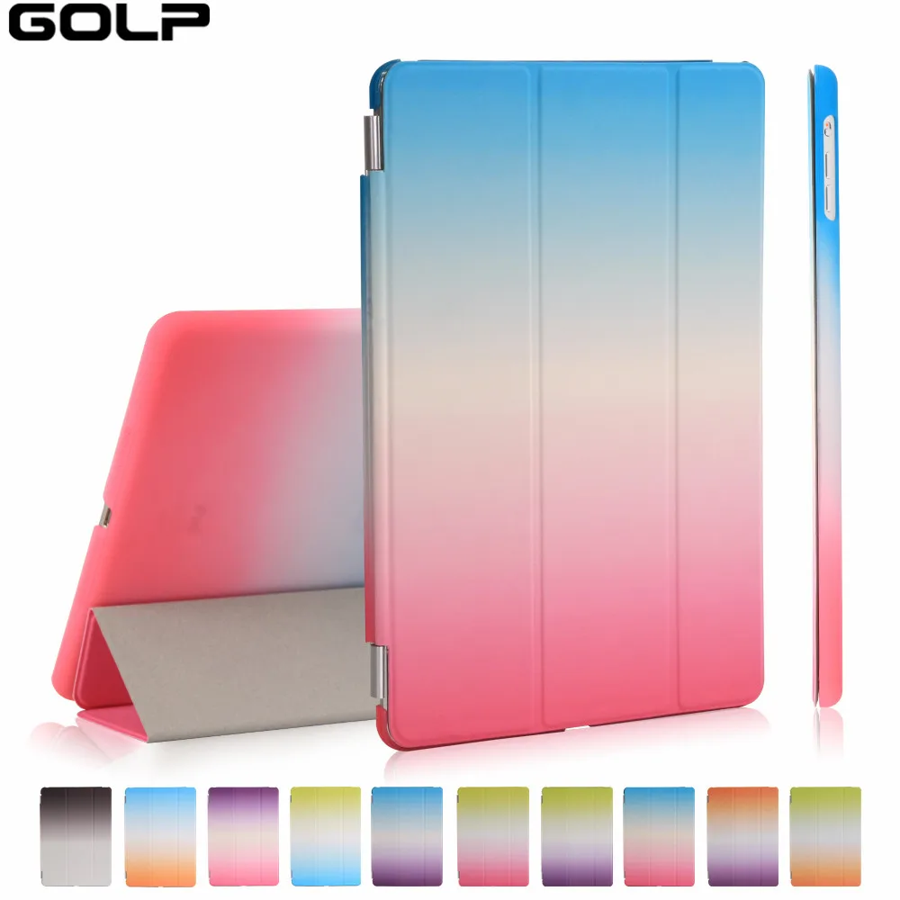 

For iPad Air Case, Ultra Slim PU Leather Smart Cover for iPad Air 1 Case Folding Stand Hard PC Back Cover for A1474 A1475 A1476