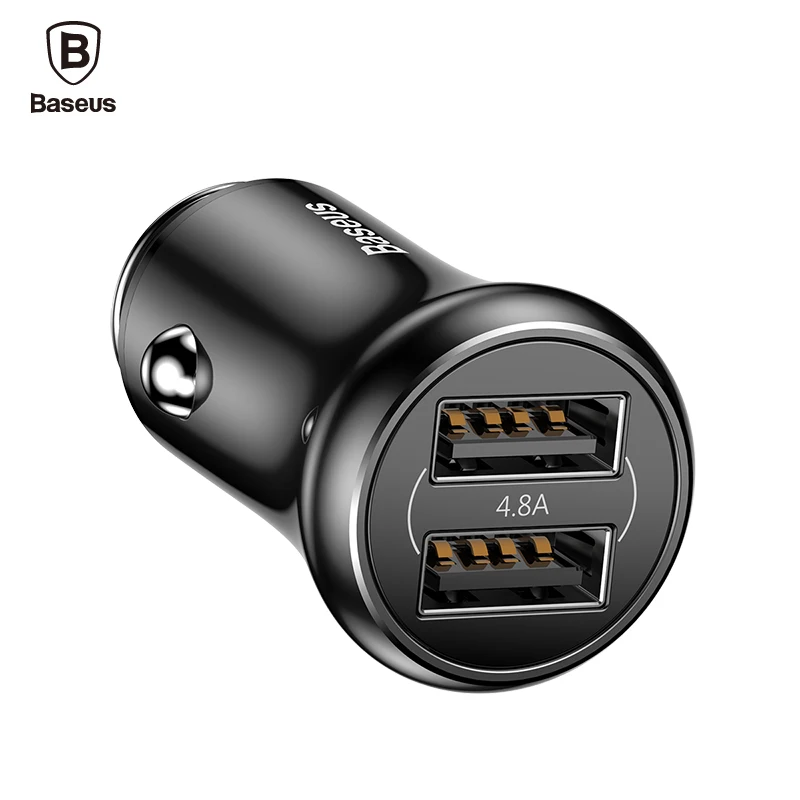 Baseus Car Charger 4.8A Dual USB Port Car Charger Fast Charging Car Mobile Phone Charger For