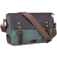 TIDING green canvas messenger bag vintage leather bag mens canvas shoulder bags 11414