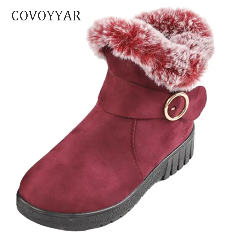 COVOYYAR/зимние сапоги коллекция 2019 года модные женские ботильоны на танкетке с