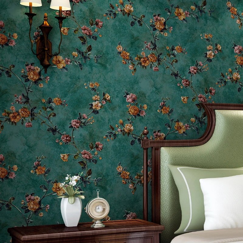 Green Pastoral Floral Non-woven Wallpaper 3D Embossed Living Room Sofa Bedroom TV Background Wall Decor Mural Wallpaper Flower Green Pastoral Floral Non-woven Wallpaper 3D Embossed Living Room Sofa Bedroom TV Background Wall Decor Mural Wallpaper Flower
