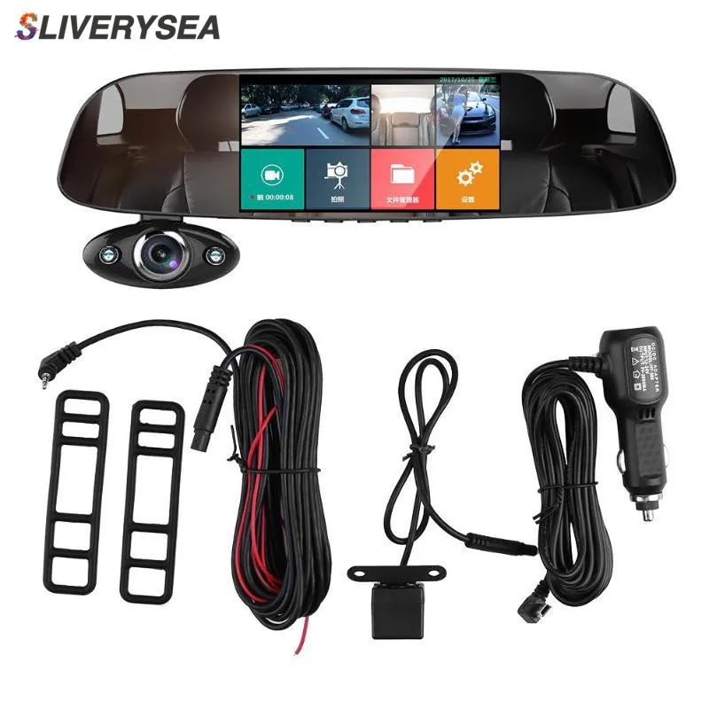 SLIVERYSEA " ips стриминг медиа Вождение рекордер зеркало заднего вида Full HD 1080P телескопический объектив двойной объектив видеорегистратор