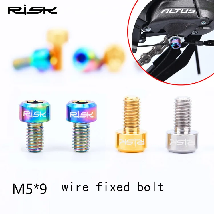 ANCLLO 4 Pcs Aluminum Alloy Bicycle Rear Derailleur Set - Titanium Jockey Wheel Bolt, Shifter Guide Roller Bolt, M5*14.2mm - Orange