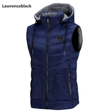 Мужской теплый жилет с капюшоном, брендовый мужской жилет без рукавов на молнии, Карманный жилет, Повседневный хлопковый мужской жилет, плюс размер 4XL, красный, 6577