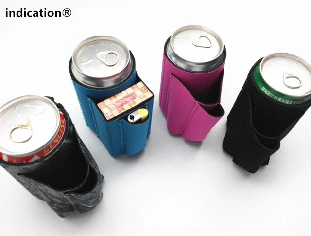 Neoprene insulated custom stubby holder can cooler With Cigarette case  pocket for beer bottle sleeve cans wine food wedding bar