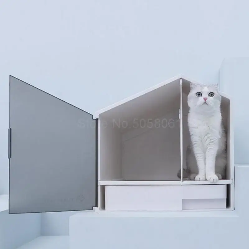 

Small House Cat Sand Basin Supplies Semi-closed Cat Toilet Deodorant Cat Litter Box Excrement Basin
