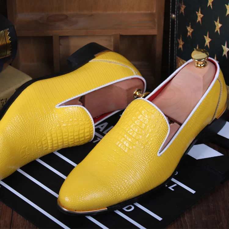 Итальянские дизайнерские брендовые туфли-оксфорды для мужчин; Цвет черный, белый, желтый; модельные туфли с острым носком; мужские кожаные официальные свадебные туфли в итальянском стиле