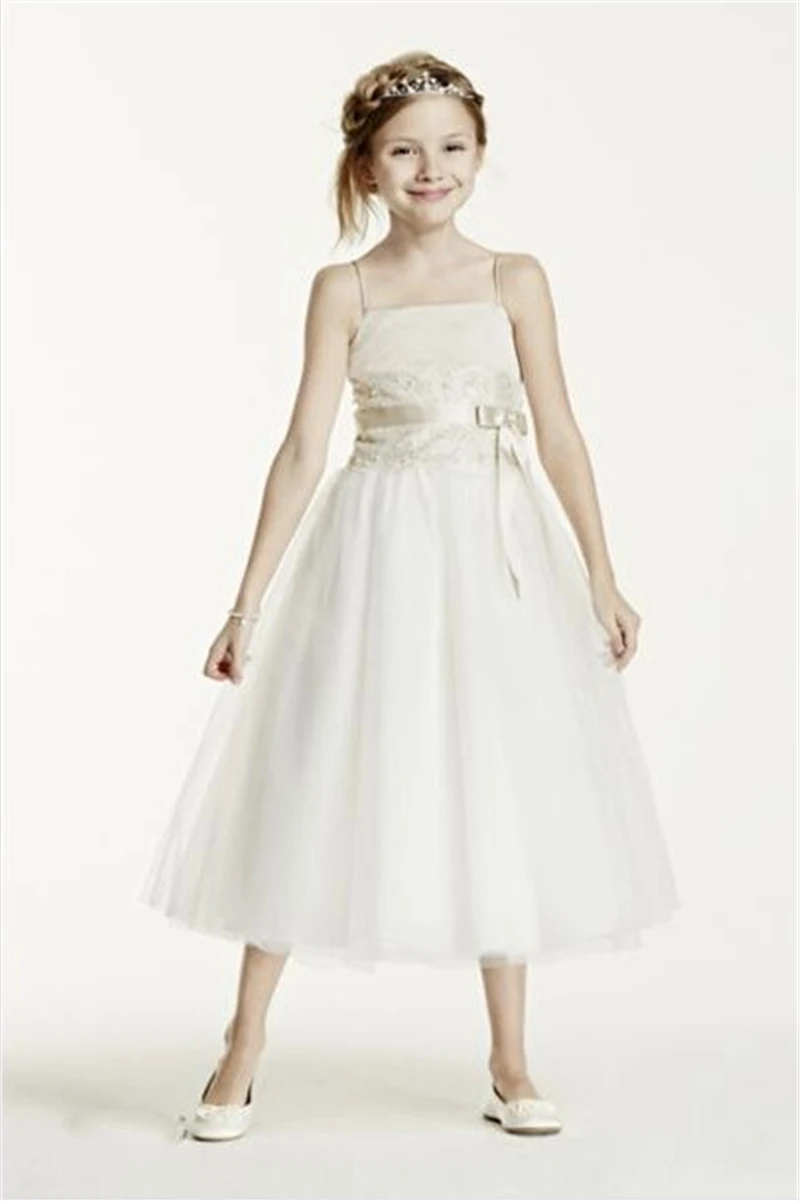 2015 Cute A Line Flower Girl Dress with Bow and Lace Pageant Dresses ...