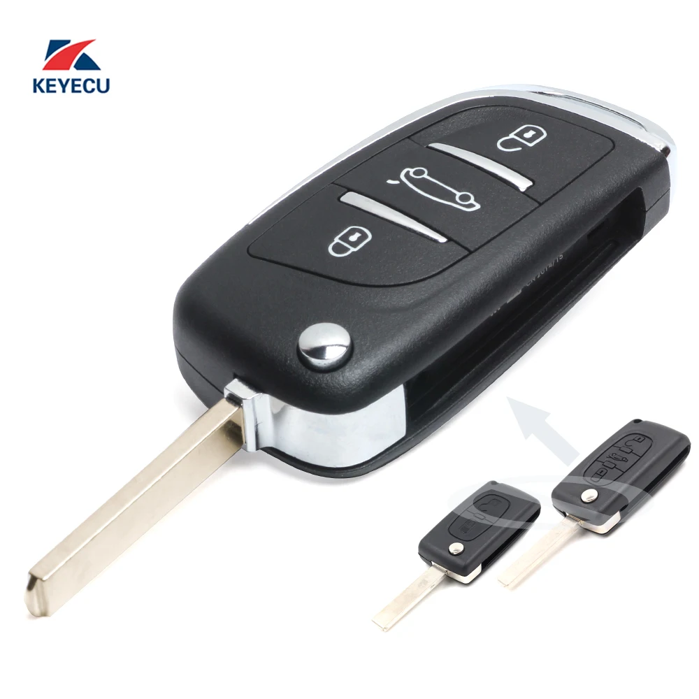 

KEYECU Replacement Modified Flip Remote Car Key Fob 433MHz with Electronic ID46 for Peugeot Citroen CE0523 Model