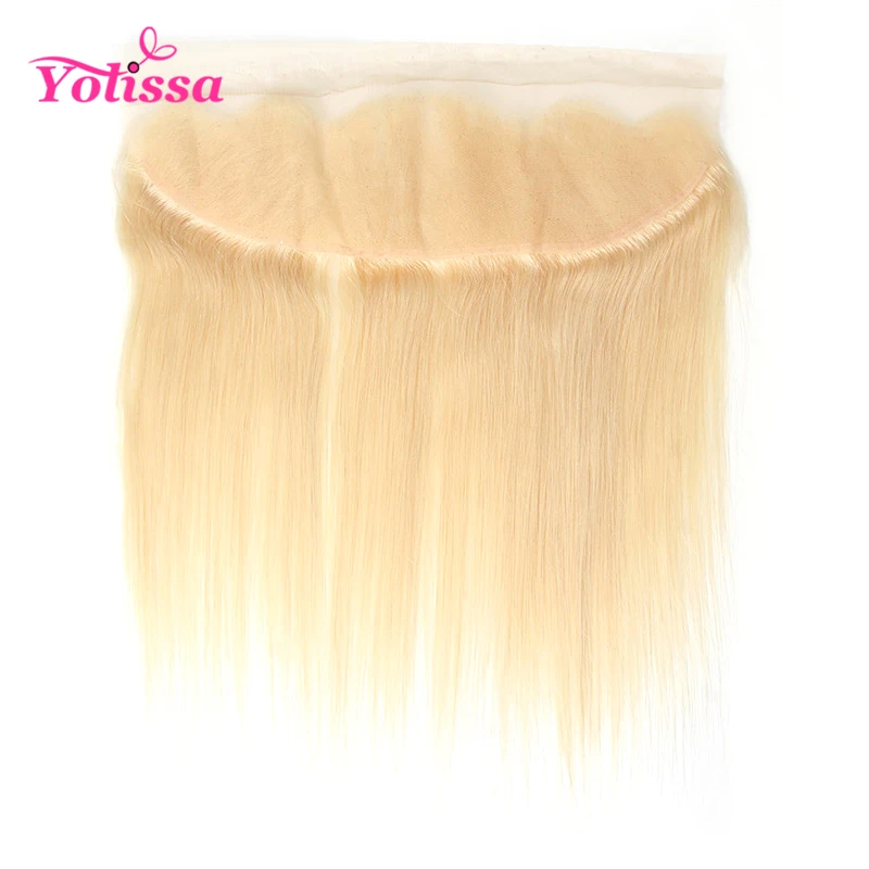 Yolissa волос цвета блонд 613 Кружева Фронтальная застежка с детскими волосами 13x4 предварительно вырезанные прямые волосы уха до уха