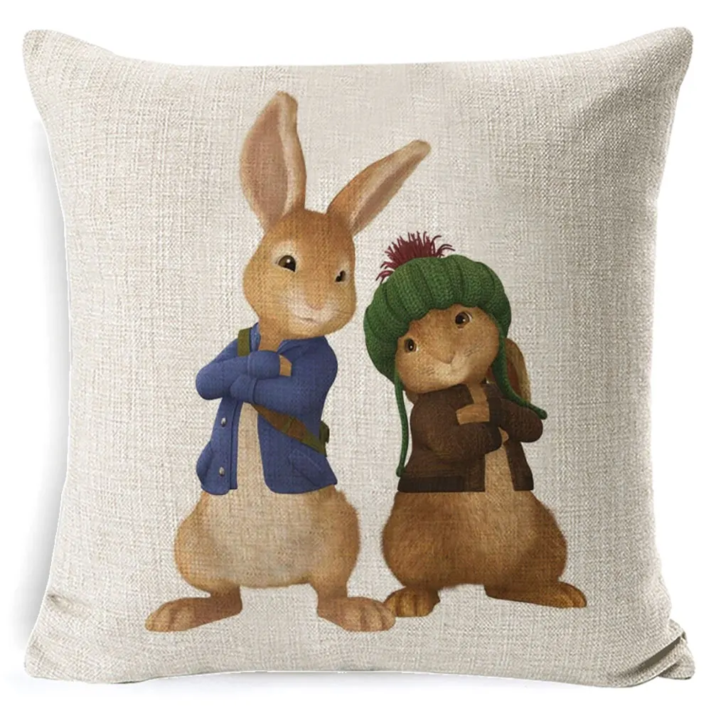 Fokusent Peter Rabbit Чехол на подушку в европейском стиле, Чехол на подушку 45*45, плотный Чехол на подушку с 3D принтом, декоративные подушки, Хлопковый чехол